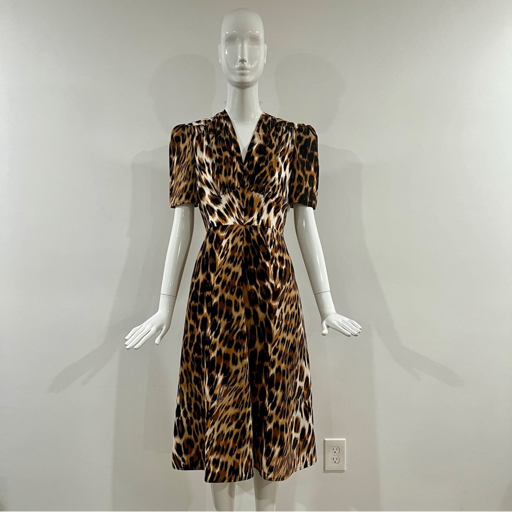 Leopard Print 40s Style Dress - Heyday Vintage UK